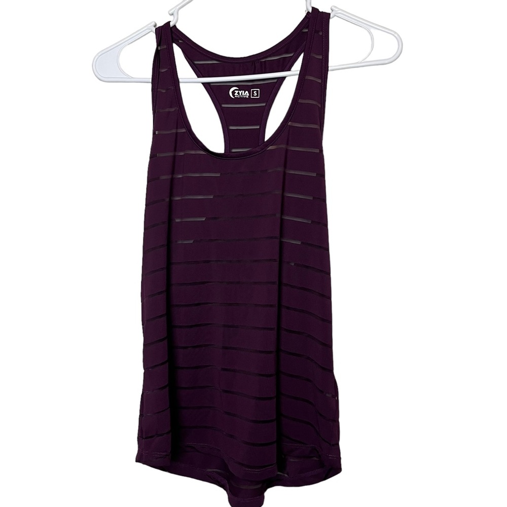 Zyia Purple Stripe Racer Back Workout Tank Size S Women